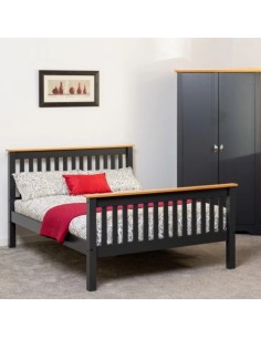 Monaco 5FT High End Bed - Grey/Oak Effect