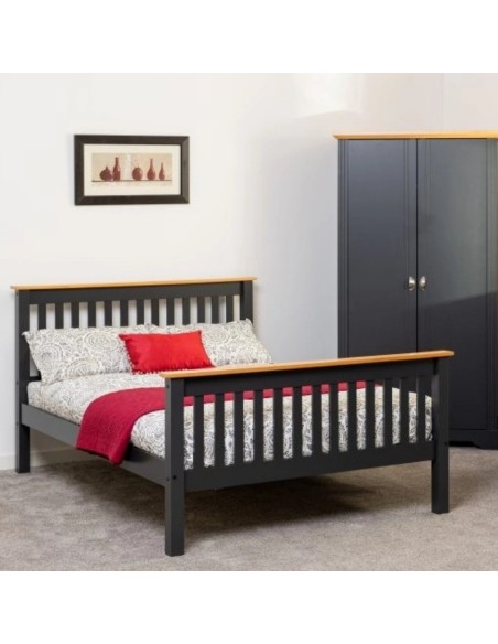 Monaco 5FT High End Bed - Grey/Oak Effect