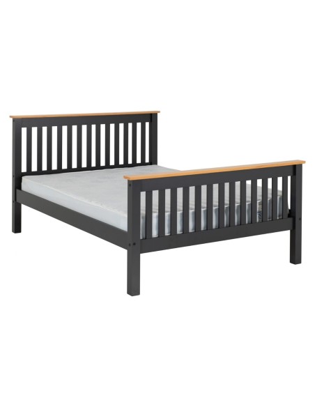Monaco 4FT6 High End Bed - Grey/Oak Effect