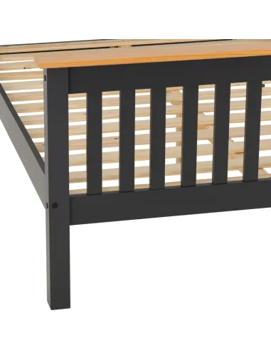 Monaco 4FT6 High End Bed - Grey/Oak Effect