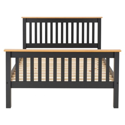 Monaco 4FT6 High End Bed - Grey/Oak Effect