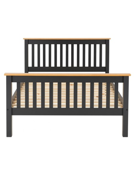 Monaco 4FT6 High End Bed - Grey/Oak Effect