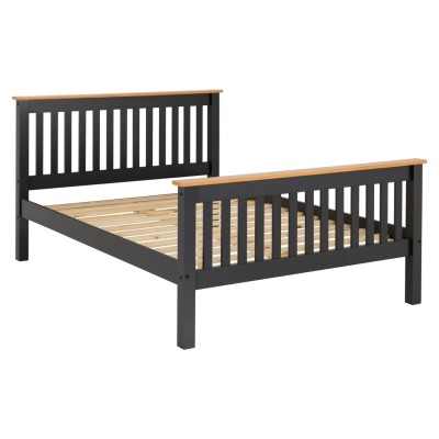 Monaco 4FT6 High End Bed - Grey/Oak Effect