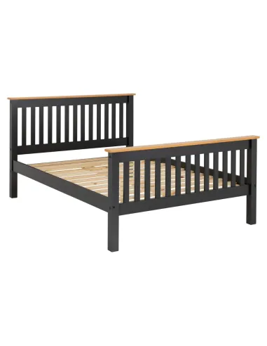 Monaco 4FT6 High End Bed - Grey/Oak Effect