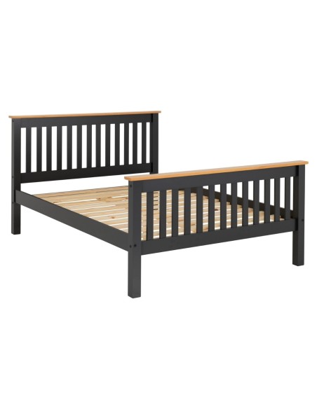 Monaco 4FT6 High End Bed - Grey/Oak Effect