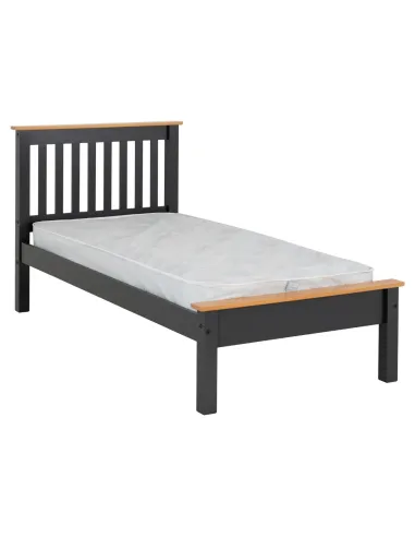 Monaco 3FT Low End Bed - Grey/Oak Effect