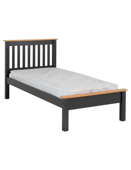 Monaco 3FT Low End Bed - Grey/Oak Effect
