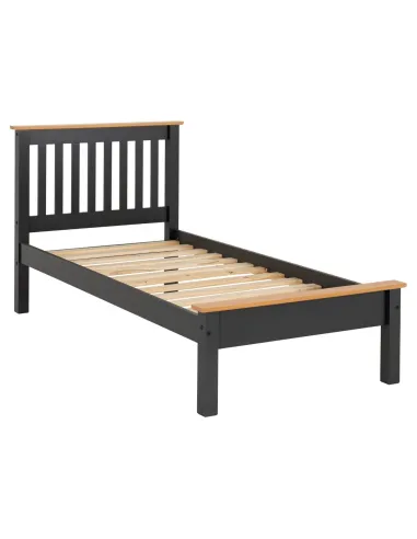 Monaco 3FT Low End Bed - Grey/Oak Effect