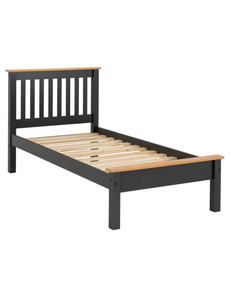 Monaco 3FT Low End Bed - Grey/Oak Effect