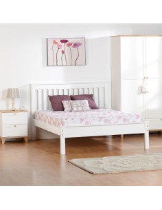 Monaco 4ft6 Low End Bed Set - White (Bed & Mattress)