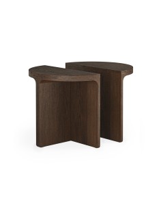 Haiden Half Moon Nest of Tables with Wooden Top - Dark Oak