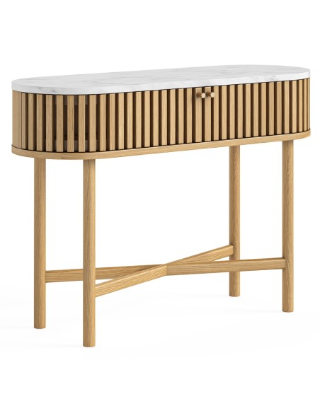 Boardwalk Natural Oval Console Table - Marble Top