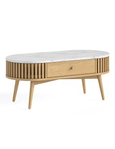 Boardwalk Natural Oval Coffee Table - Marble Top