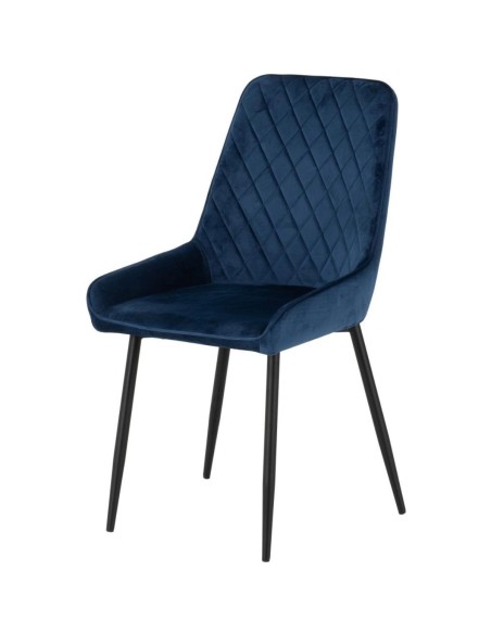 Athens Rectangular Table & Avery Dining Set (x4 Chairs) - Concrete/Sapphire Blue Velvet