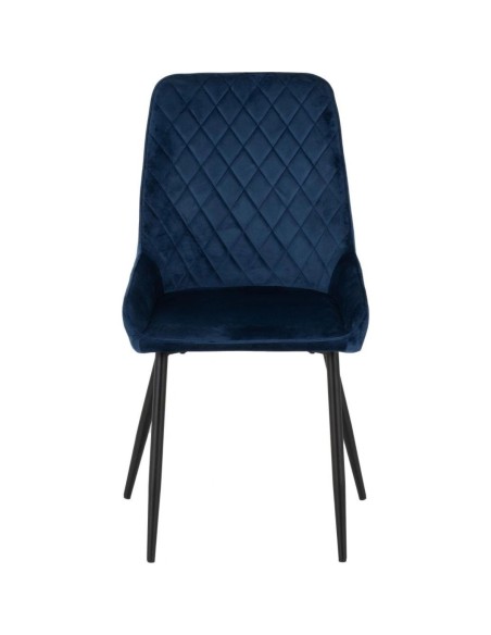 Athens Rectangular Table & Avery Dining Set (x4 Chairs) - Concrete/Sapphire Blue Velvet