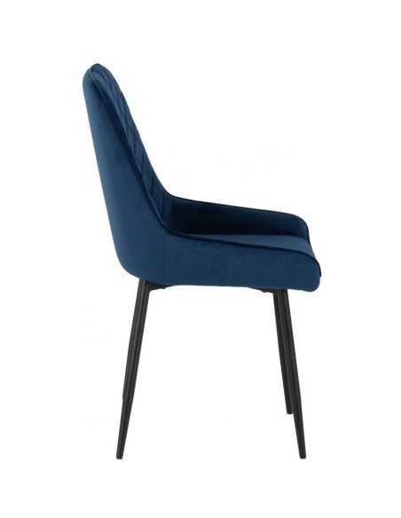 Athens Rectangular Table & Avery Dining Set (x4 Chairs) - Concrete/Sapphire Blue Velvet