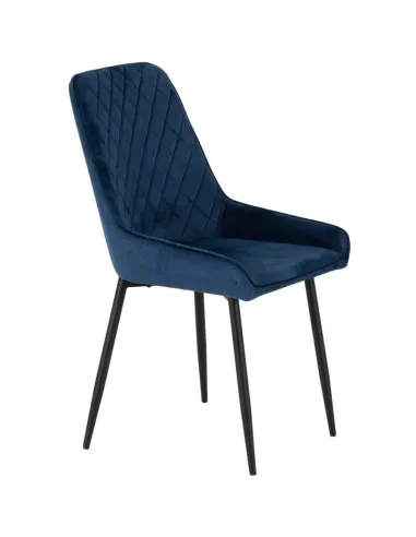 Athens Rectangular Table & Avery Dining Set (x4 Chairs) - Concrete/Sapphire Blue Velvet