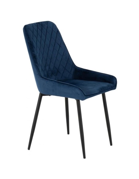 Athens Rectangular Table & Avery Dining Set (x4 Chairs) - Concrete/Sapphire Blue Velvet