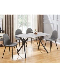 Athens Rectangular Table Dining Set (x4 Chairs) - Concrete Effect