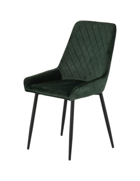 Athens Rectangular Table & Avery Dining Set (x4 Chairs) - Concrete/Emerald Green Velvet