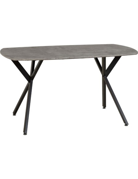 Athens Rectangular Table & Avery Dining Set (x4 Chairs) - Concrete/Grey Velvet
