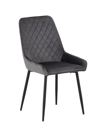 Athens Rectangular Table & Avery Dining Set (x4 Chairs) - Concrete/Grey Velvet