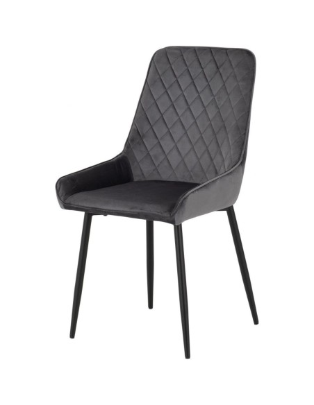 Athens Rectangular Table & Avery Dining Set (x4 Chairs) - Concrete/Grey Velvet