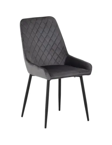 Athens Round Table & Avery Dining Set (x4 Chairs) - Concrete/Sapphire Blue Velvet