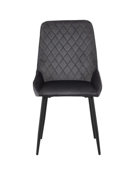 Athens Round Table & Avery Dining Set (x4 Chairs) - Concrete/Sapphire Blue Velvet