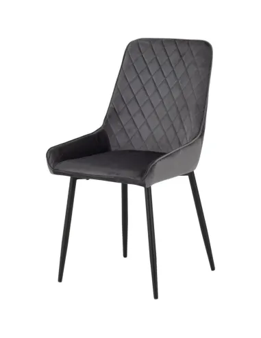 Athens Round Table & Avery Dining Set (x4 Chairs) - Concrete/Sapphire Blue Velvet