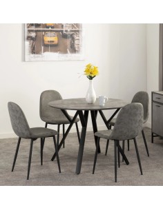 Athens Round Table Dining Table - Concrete Effect
