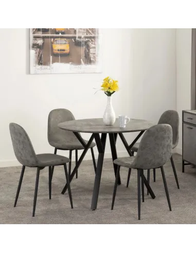 Athens Round Table Dining Table - Concrete Effect