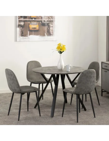 Athens Round Table Dining Table - Concrete Effect