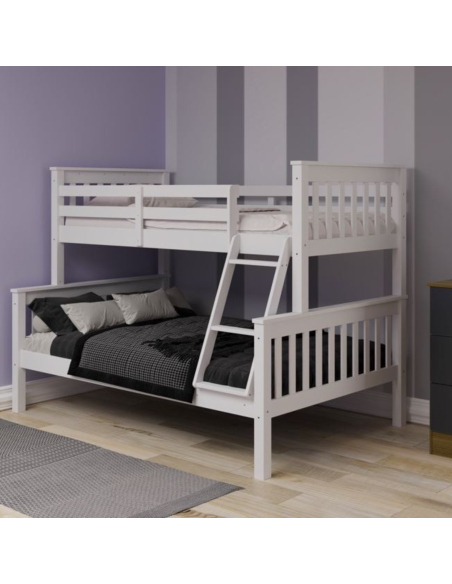 Bounty Triple Bunk Bed Set - White (Bunk & Mattress x2)