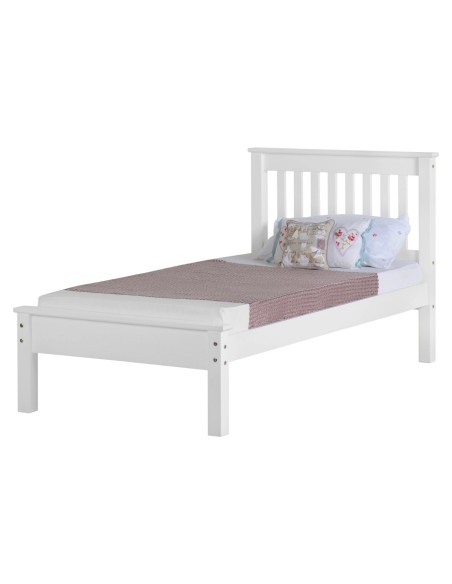 Monaco 3ft Low End Bed Set - White (Bed & Mattress)