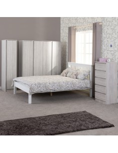 Monaco 4ft Low End Bed Set - White (Bed & Mattress)