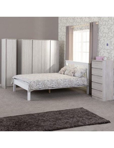 Monaco 4ft Low End Bed Set - White (Bed & Mattress)