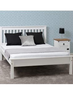 Monaco 5ft Low End Bed Set - White (Bed & Mattress)
