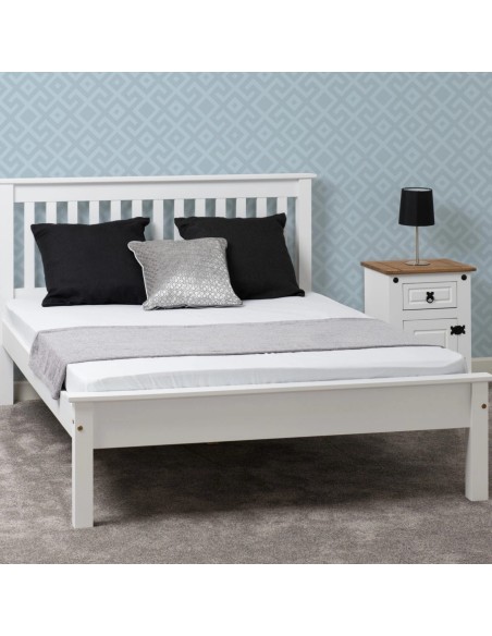 Monaco 5ft Low End Bed Set - White (Bed & Mattress)