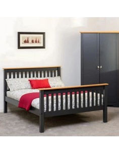 Monaco 4FT6 High End Bed Set - Grey (Bed & Mattress)