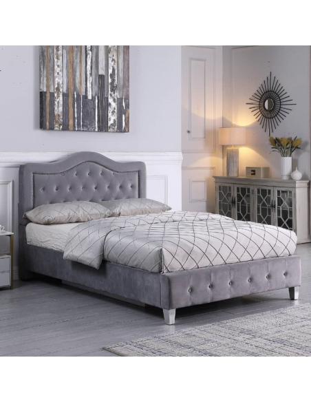 Rose 4ft6 Bed Set - Grey (Bed & Mattress)