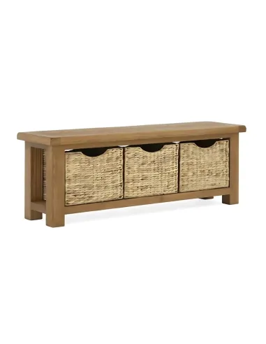 Astoria Bench With Basket - Warm Wax