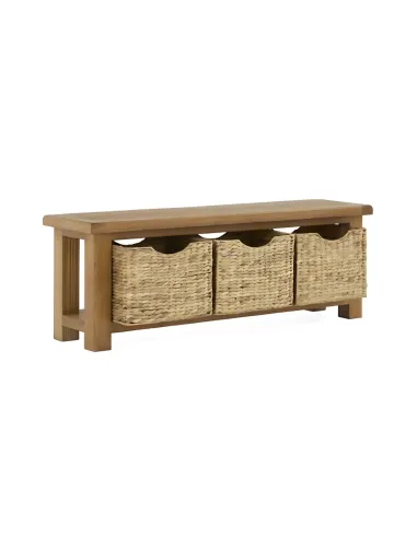 Astoria Bench With Basket - Warm Wax