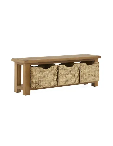 Astoria Bench With Basket - Warm Wax