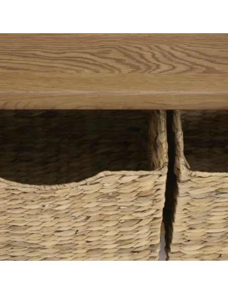 Astoria Bench With Basket - Warm Wax