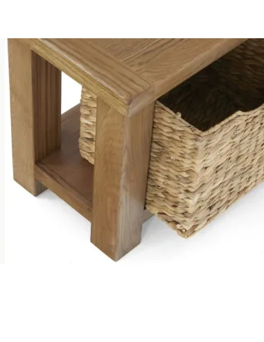 Astoria Bench With Basket - Warm Wax