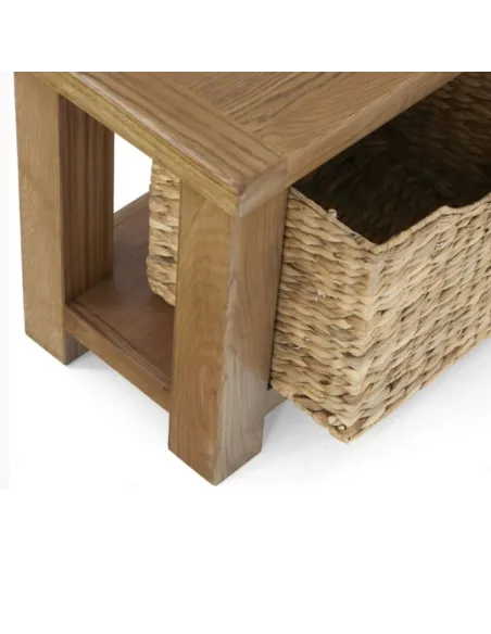 Astoria Bench With Basket - Warm Wax