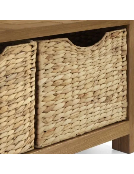 Astoria Bench With Basket - Warm Wax