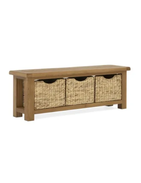 Astoria Bench With Basket - Warm Wax