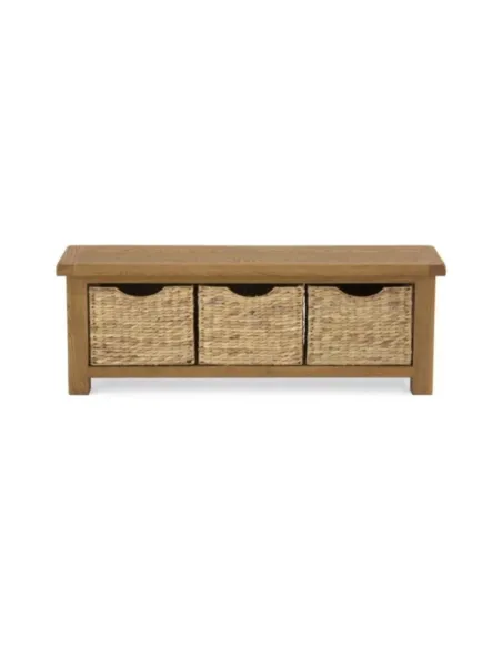 Astoria Bench With Basket - Warm Wax